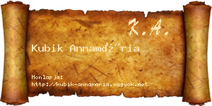 Kubik Annamária névjegykártya